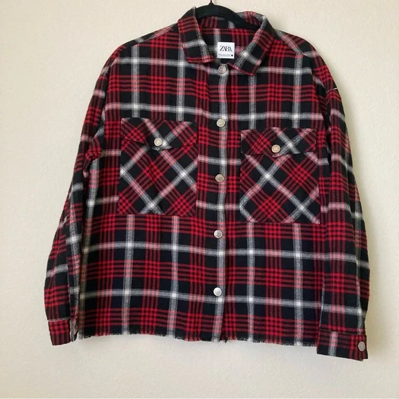 Zara Plaid Flannel Overshirt Jacket - Picture 3 of 9
